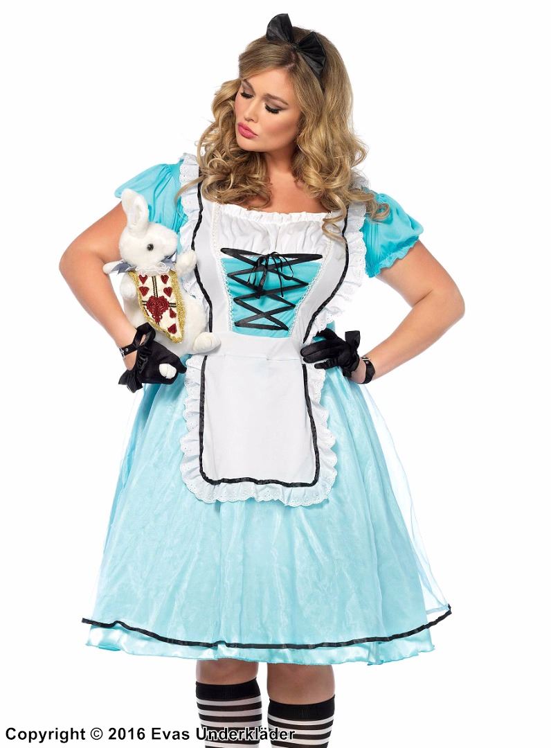 Alice im Wunderland, Kostüm-Kleid, Schnürung, Schürze, Puffärmel, XL bis 4XL